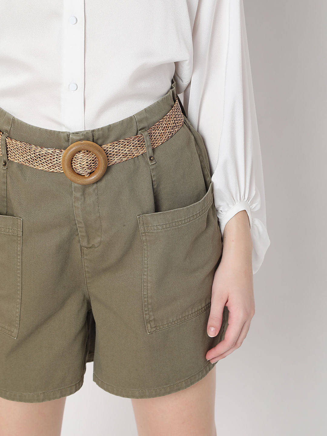 Green High Rise Shorts