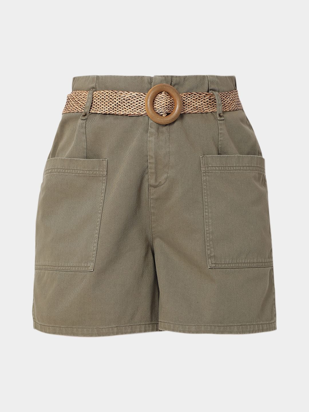 Green High Rise Shorts