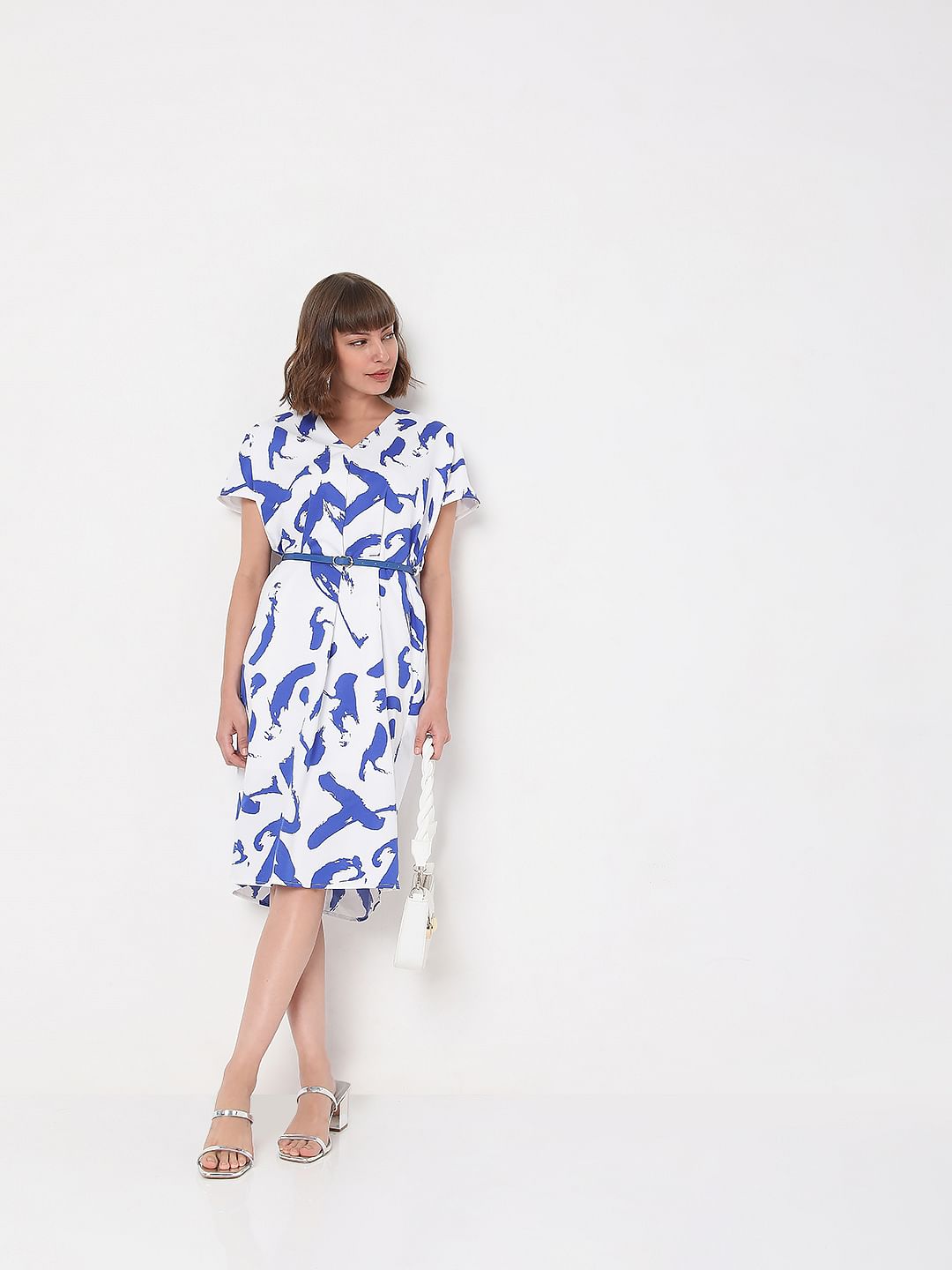 White Printed Shift Dress