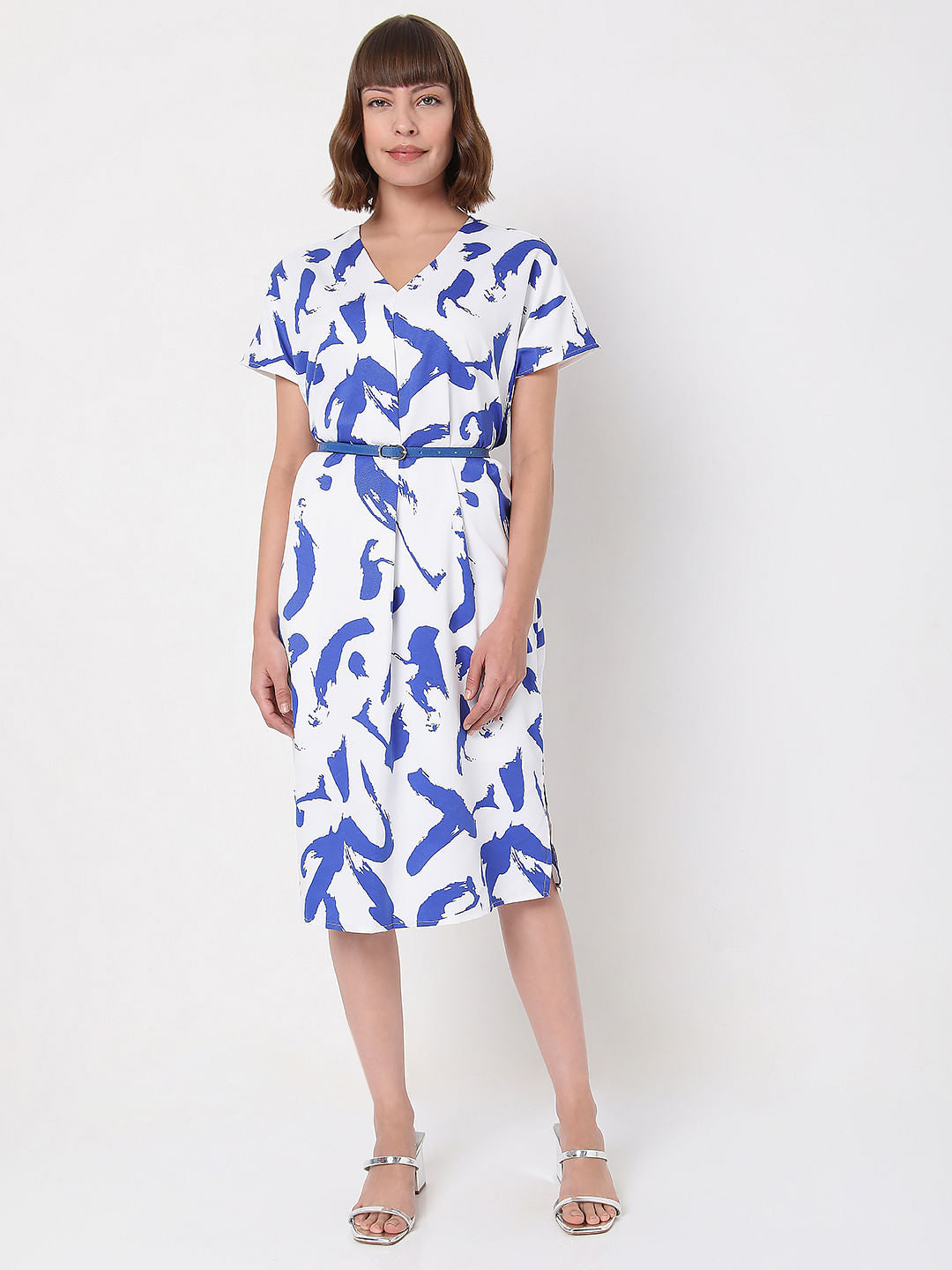 White Printed Shift Dress