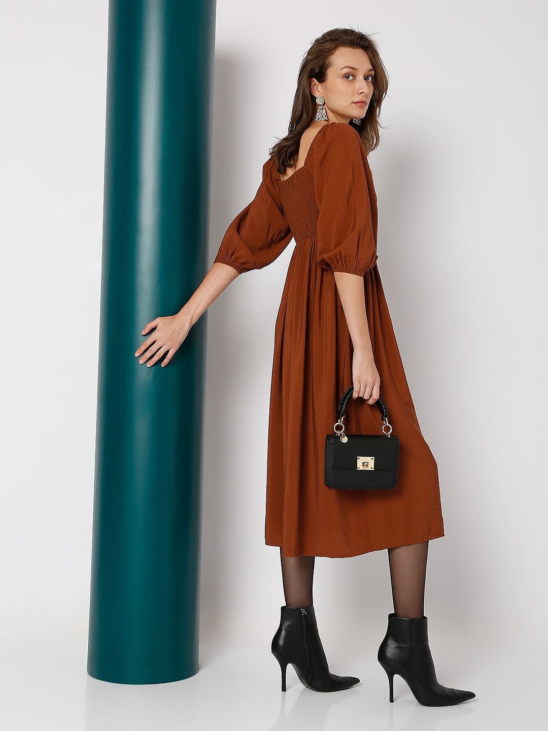 Dark Brown Midi Dress
