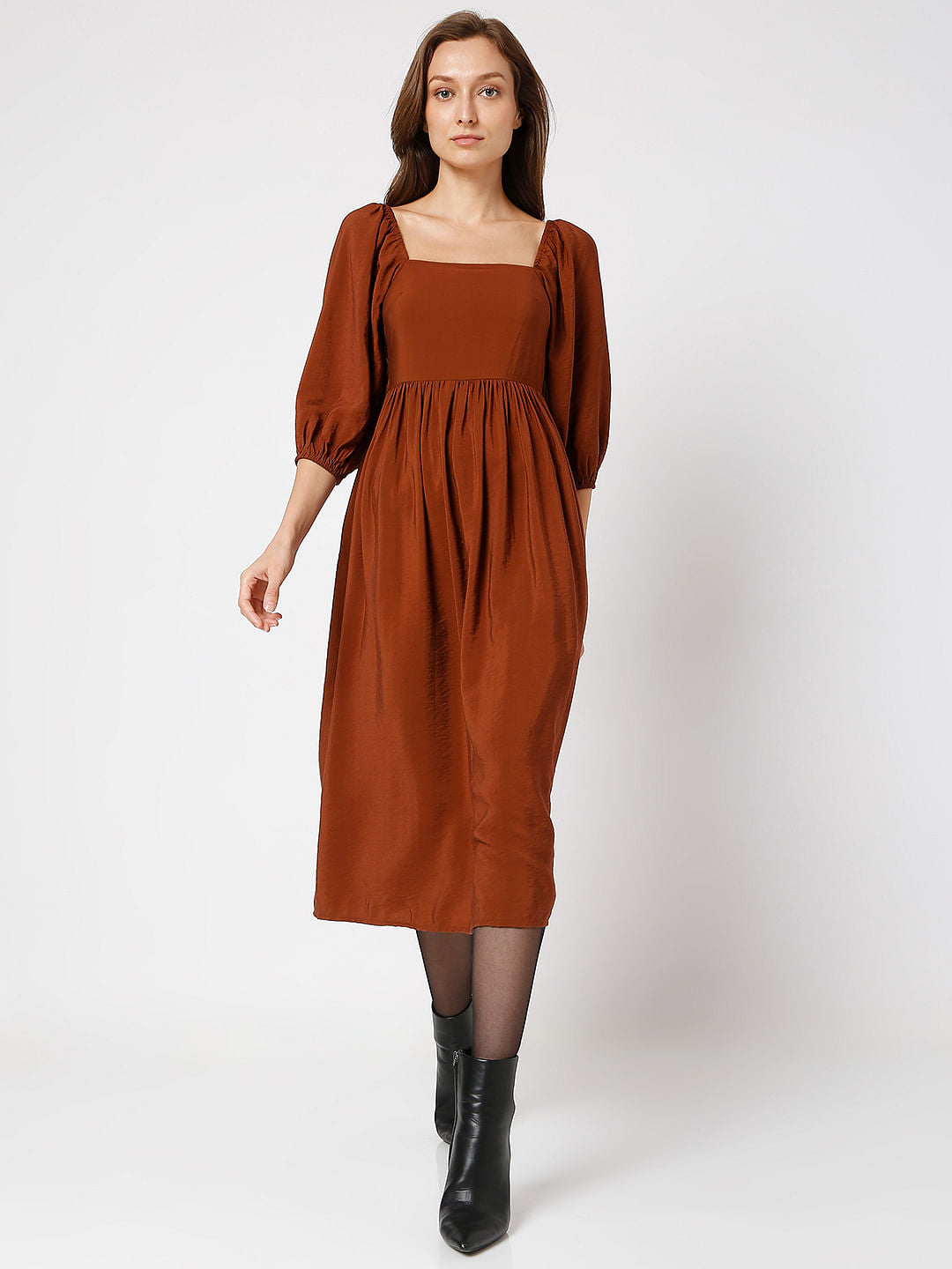 Dark Brown Midi Dress