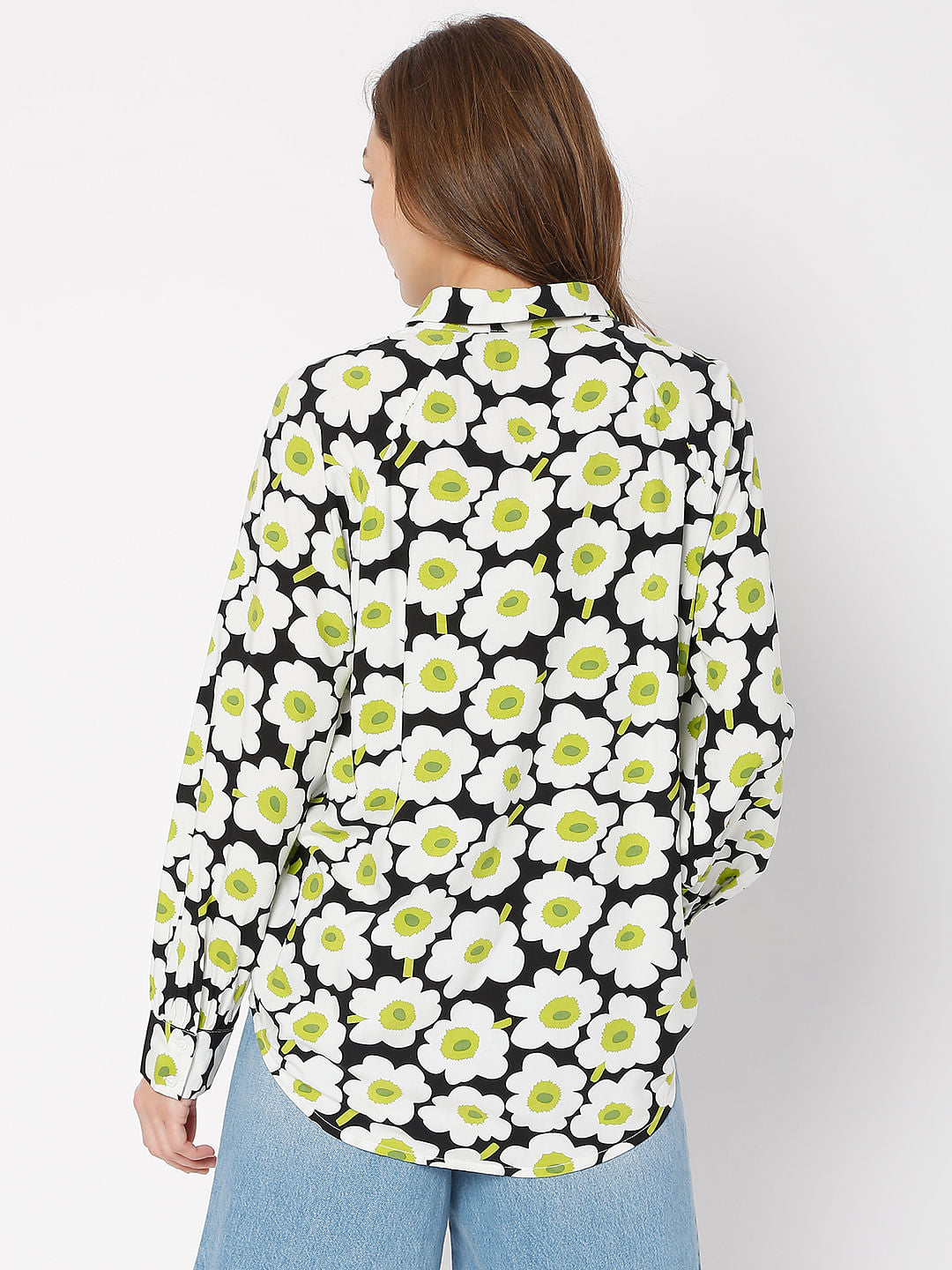 White Floral Print Shirt