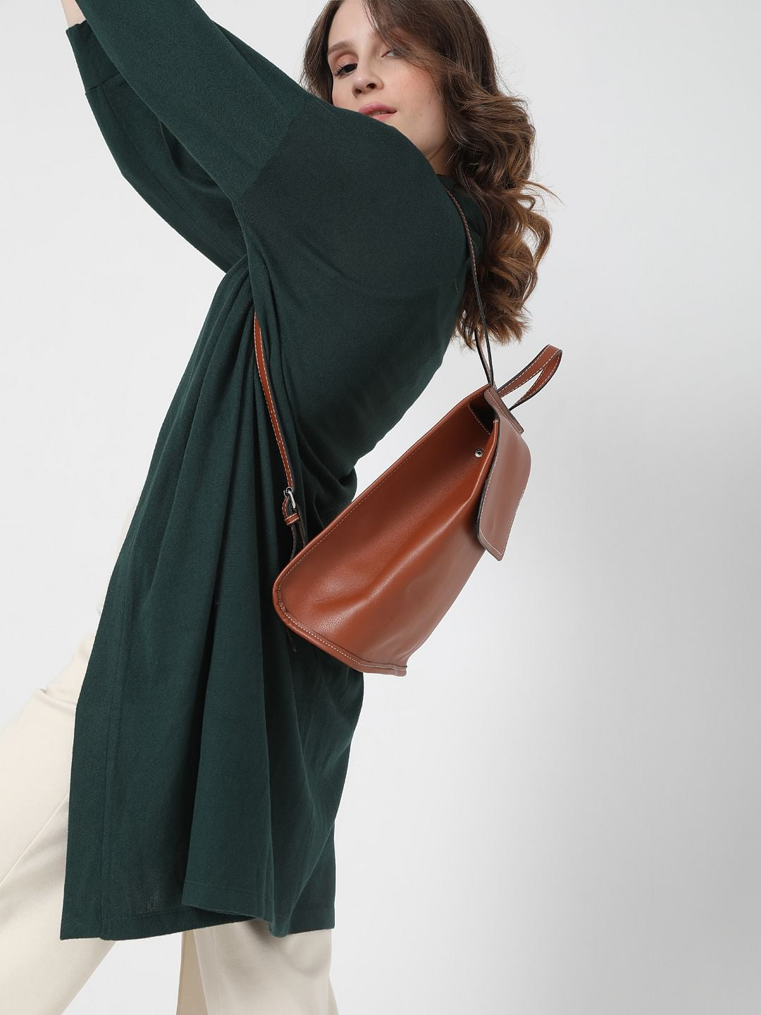 Dark Green Front Open Long Cardigan