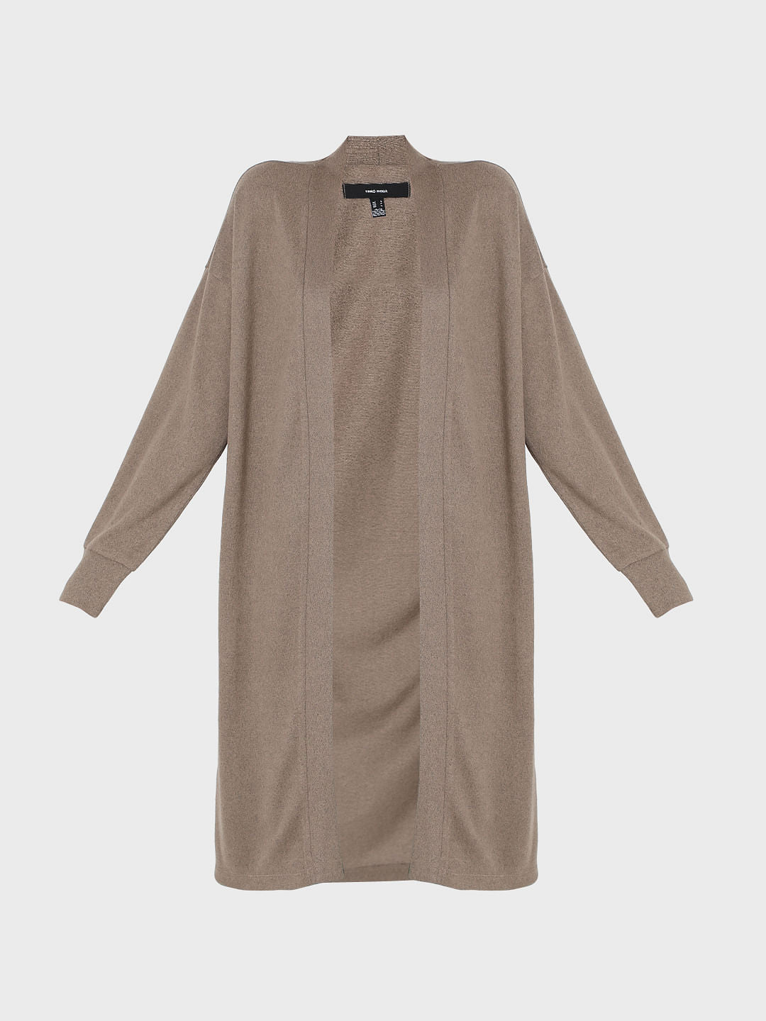 Brown Front Open Long Cardigan