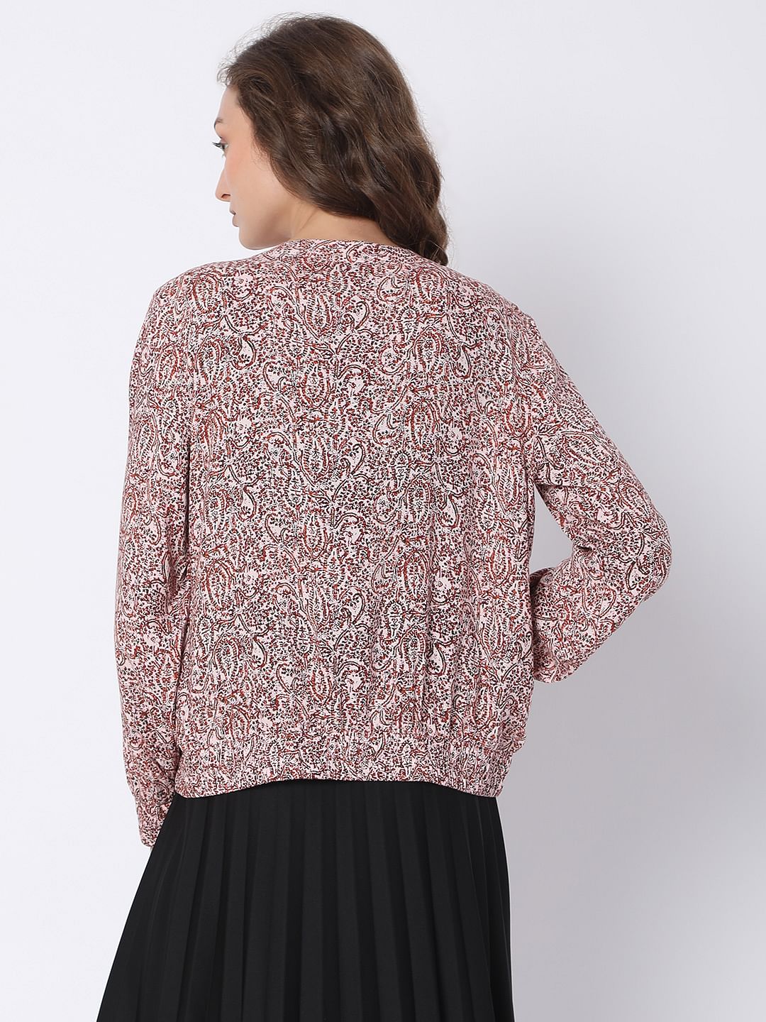 Pink Abstract Print Co-Ord Bomber Jacket