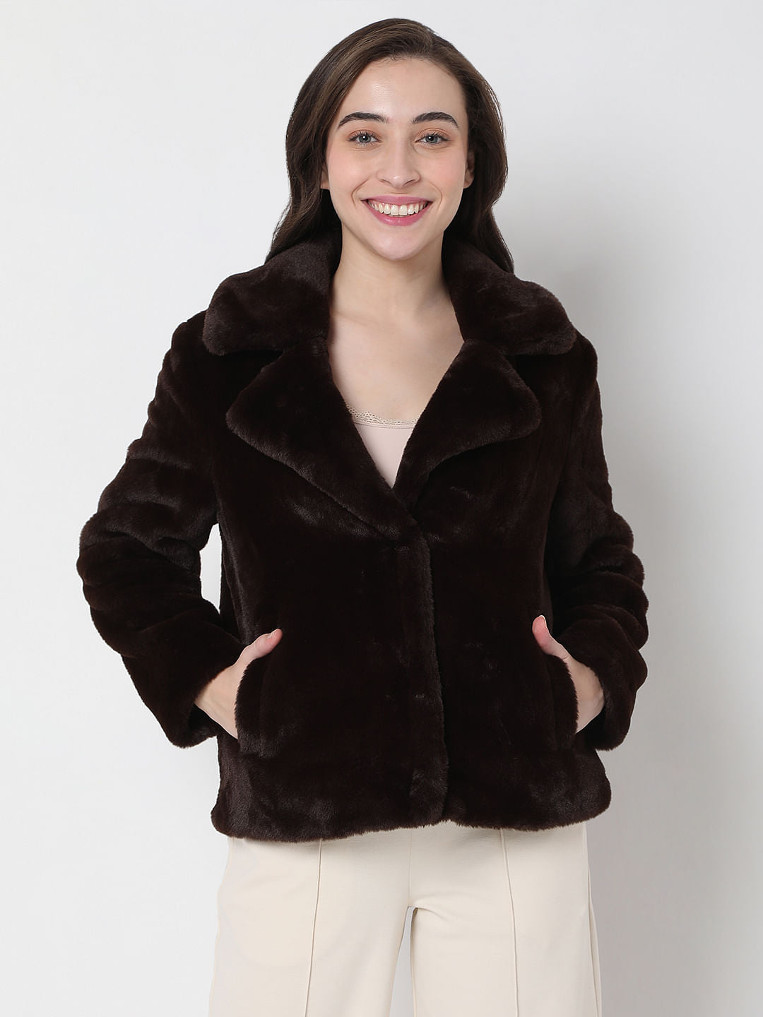 Dark Brown Faux Fur Jacket