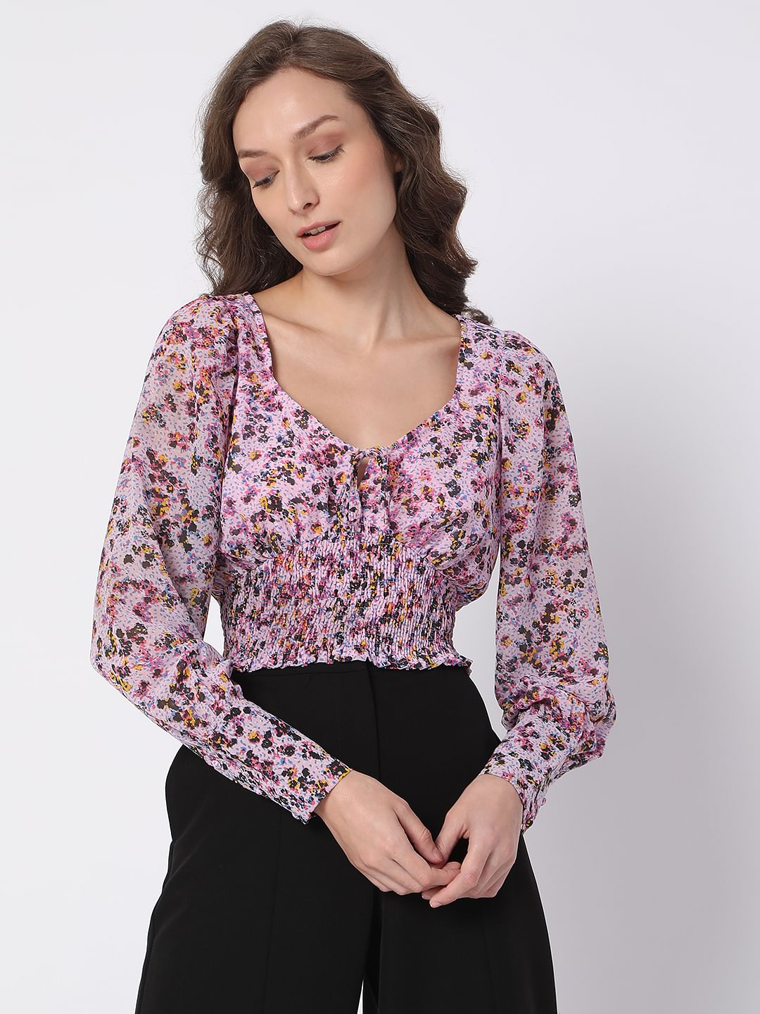 Purple Floral Co-Ord Set Top