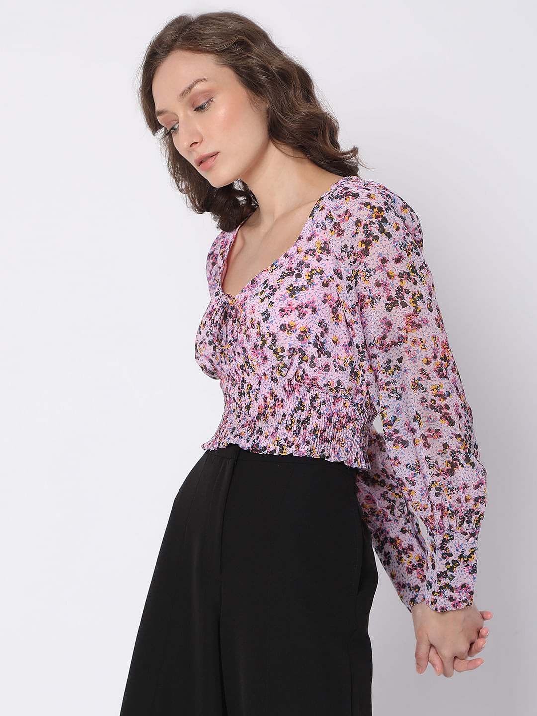 Purple Floral Co-Ord Set Top