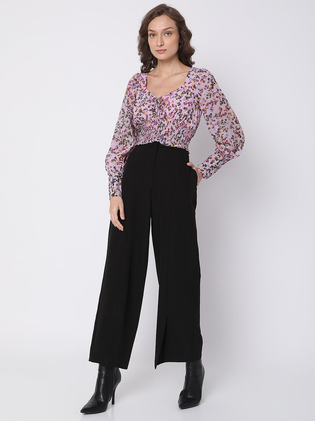 Purple Floral Co-Ord Set Top