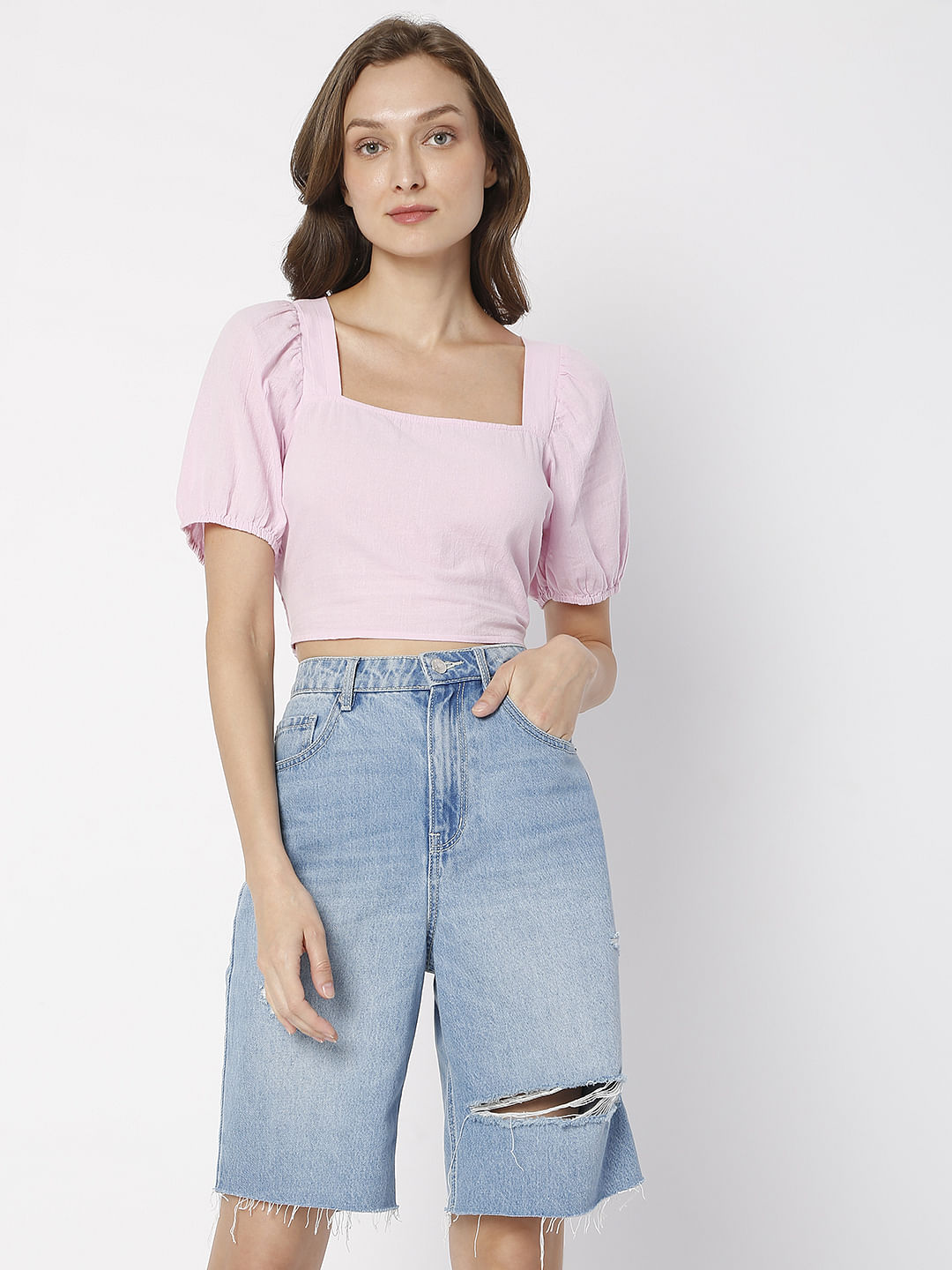 Pink Crop Co-Ord Set Top