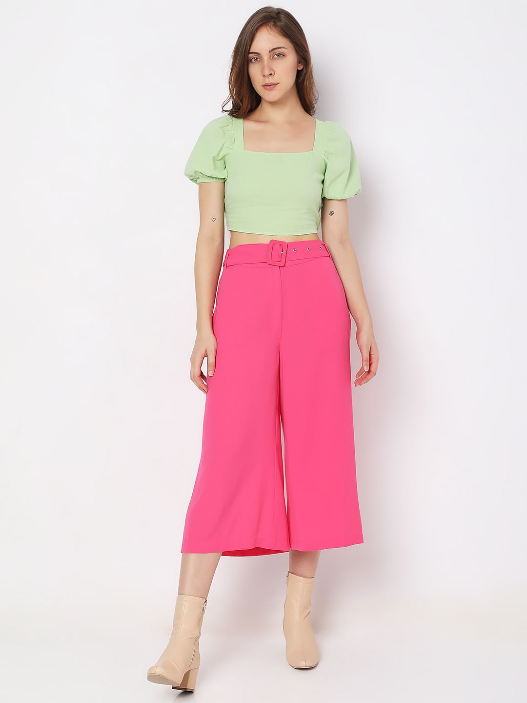 Green Co-Ord Set Crop Top