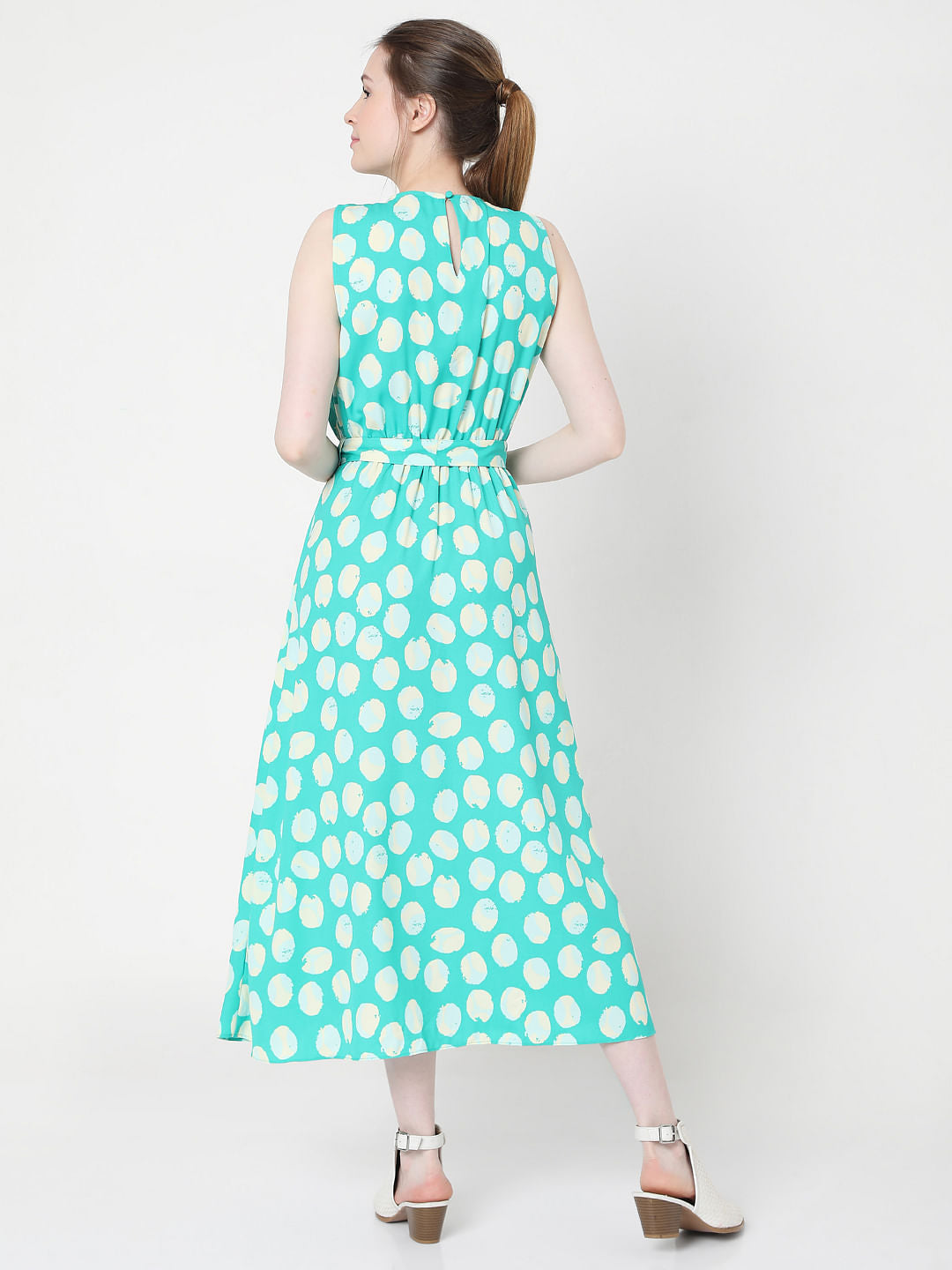 Sky Blue Polka Dot Midi Dress