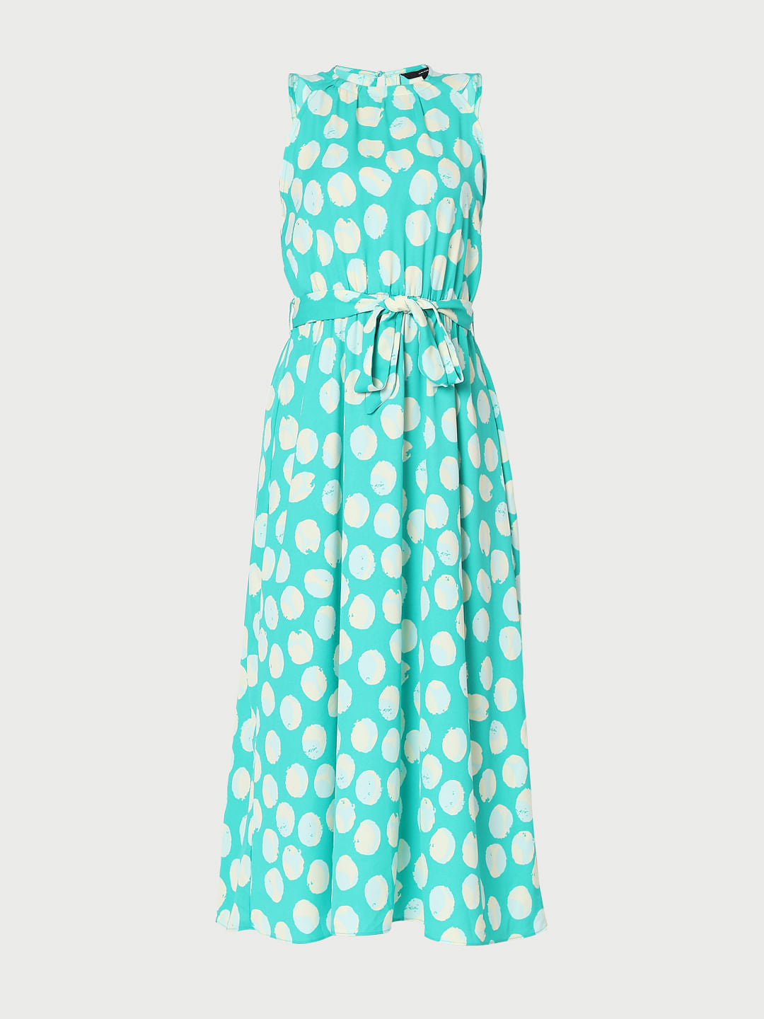 Sky Blue Polka Dot Midi Dress