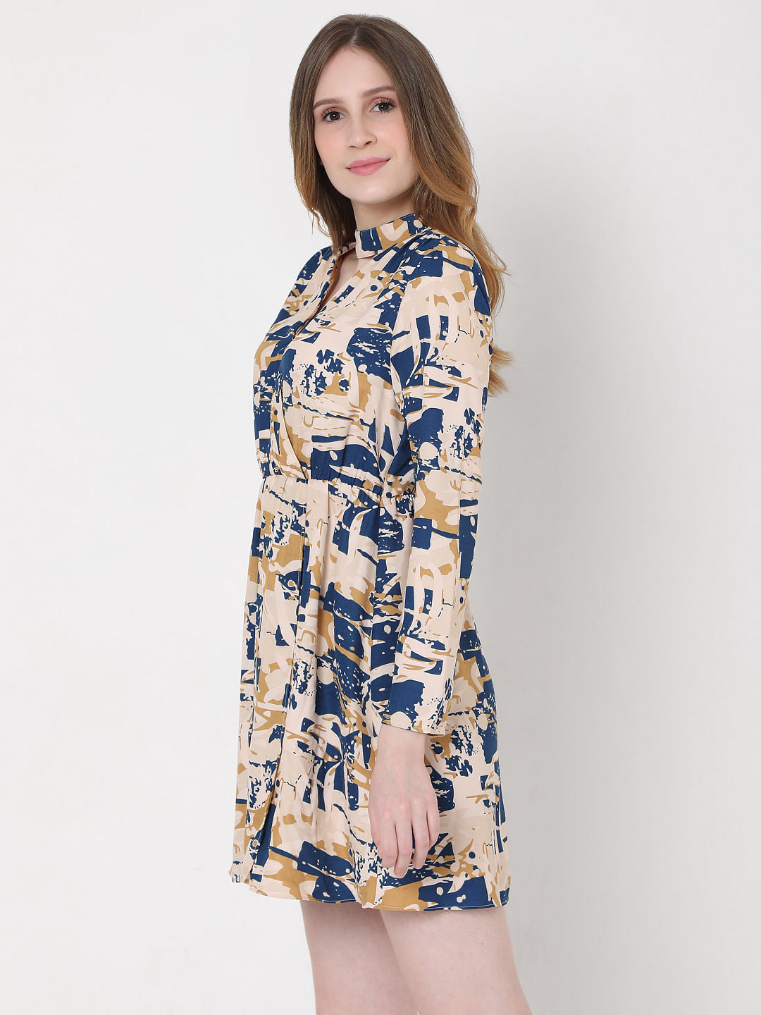 Blue Abstract Print Dress