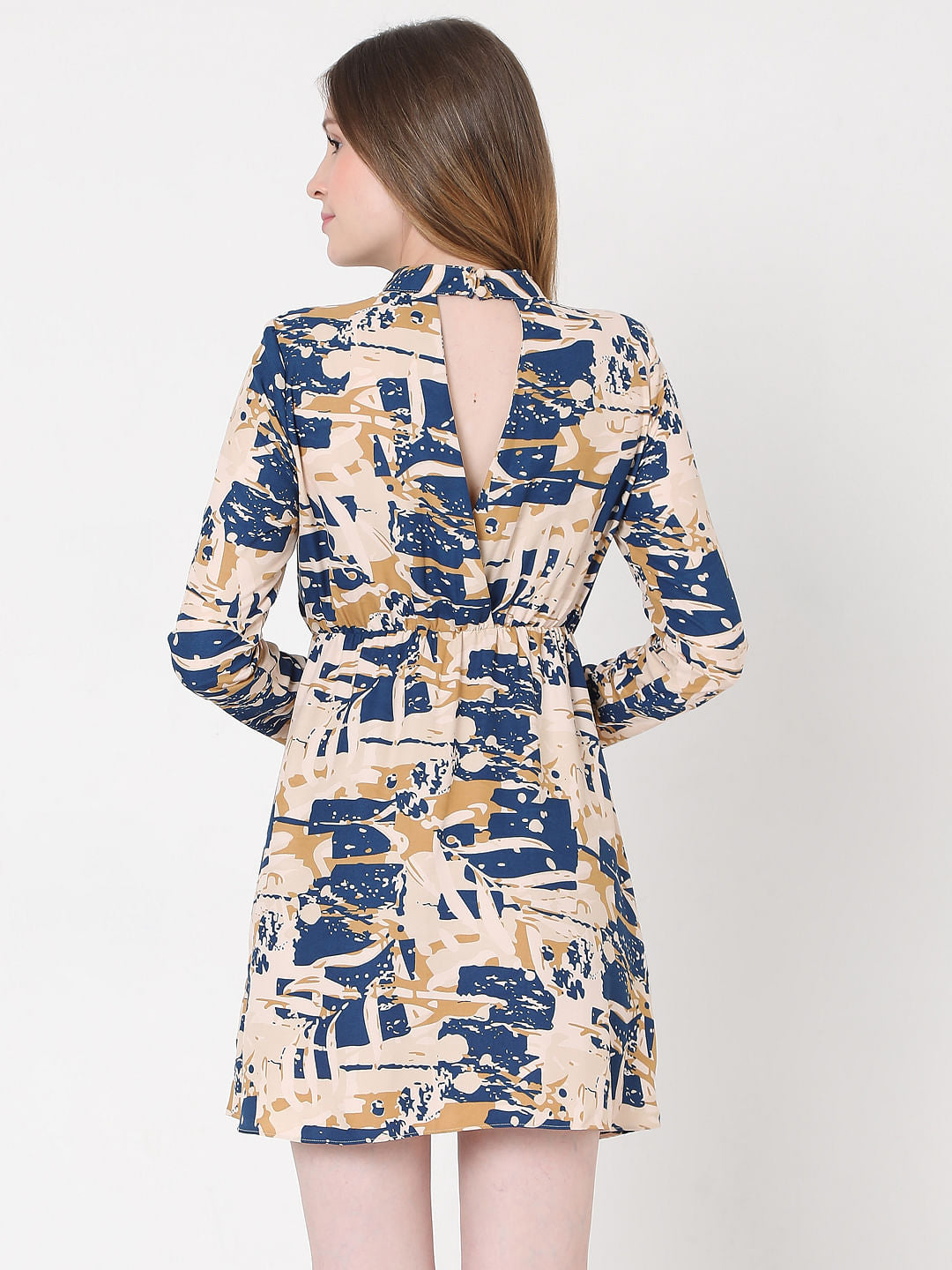 Blue Abstract Print Dress