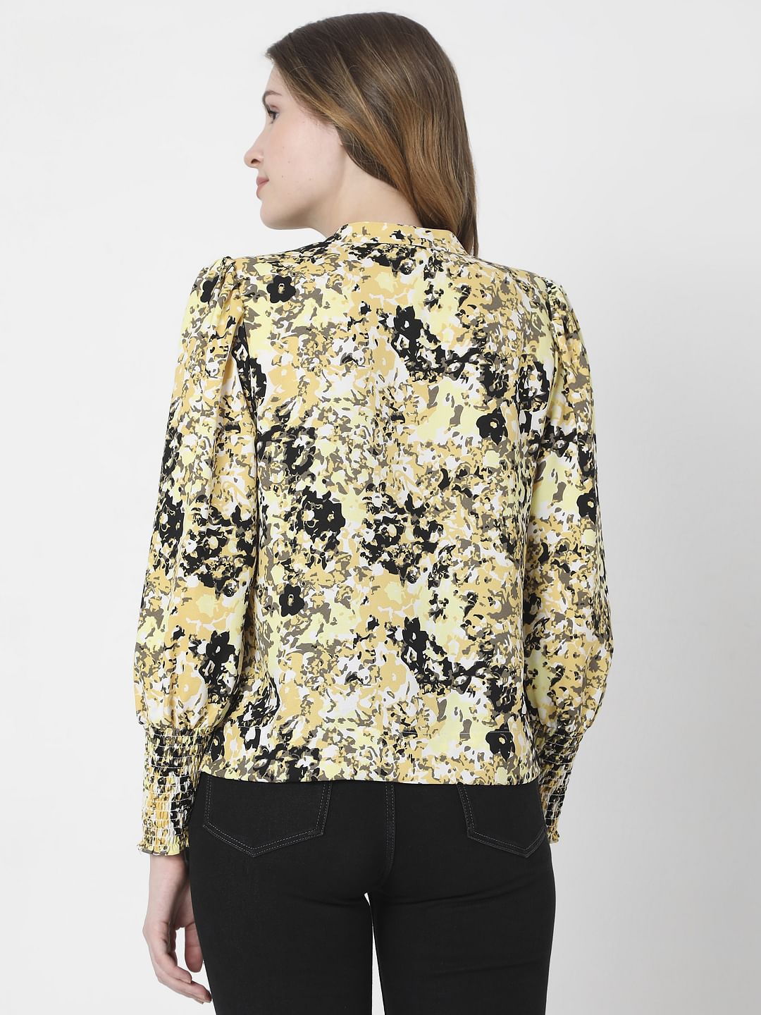 Yellow Abstract Print Top