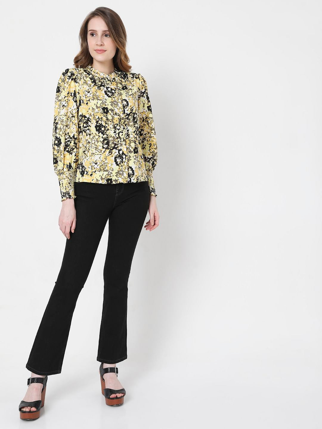 Yellow Abstract Print Top