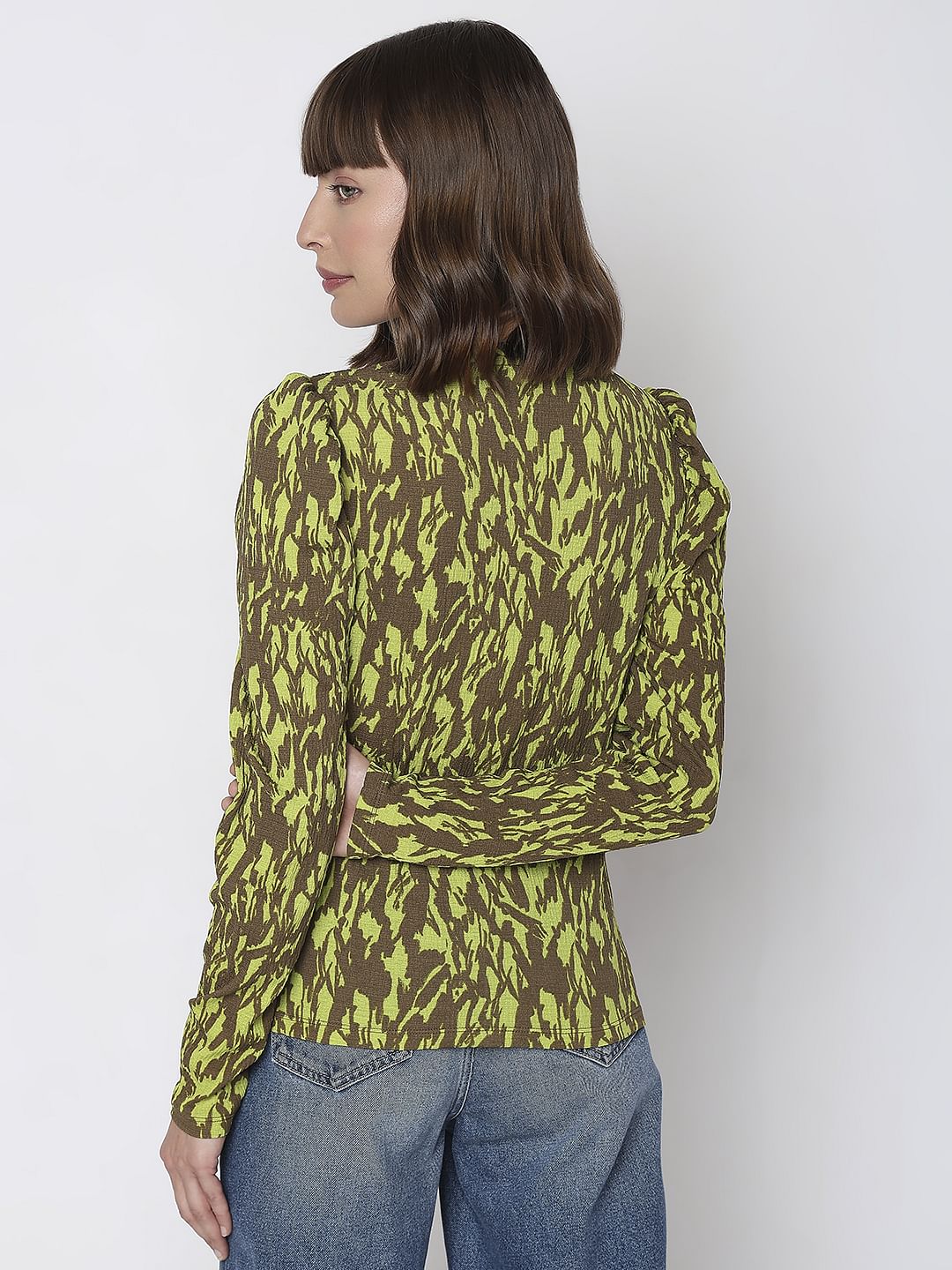 Green & Brown Printed Top