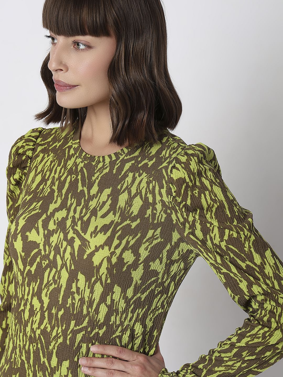 Green & Brown Printed Top