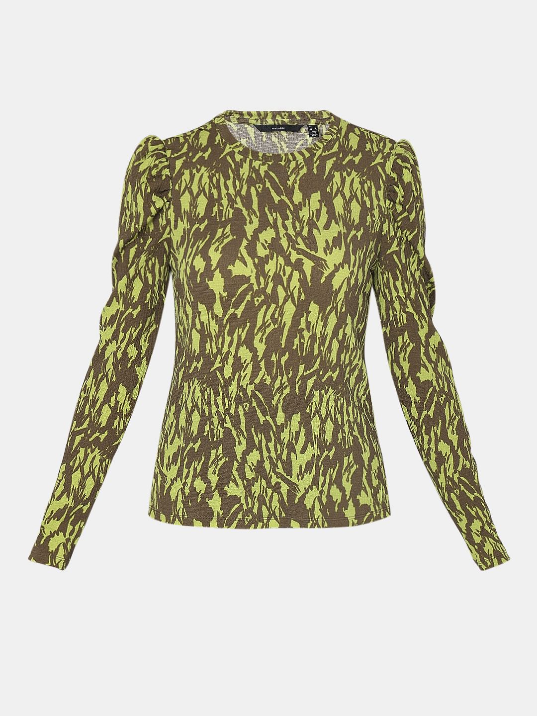 Green & Brown Printed Top