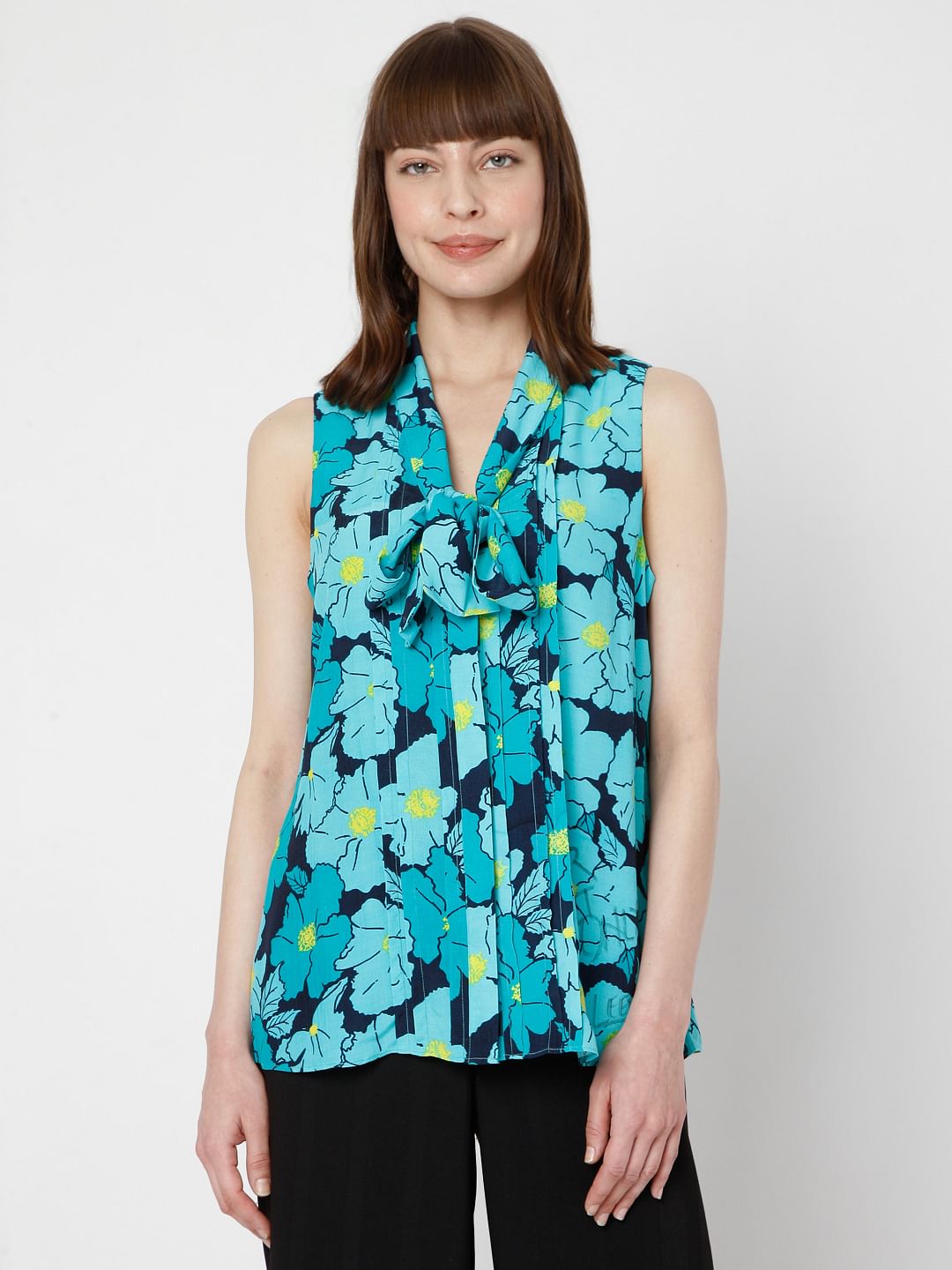 Green Floral Print Top