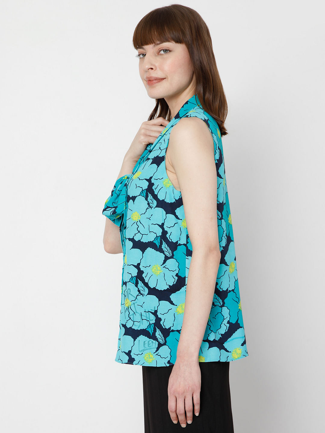 Green Floral Print Top