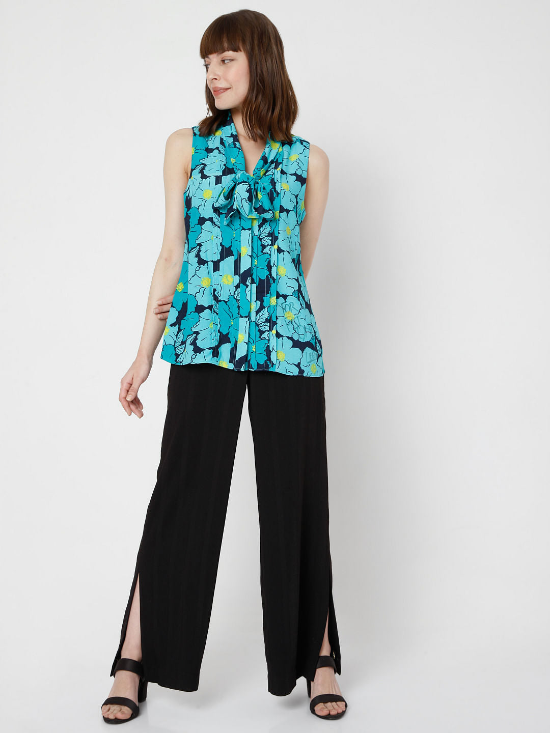 Green Floral Print Top