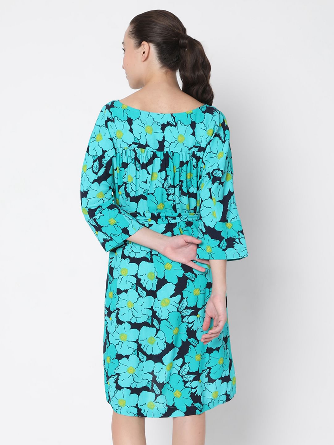 Green Floral Fit & Flare Dress