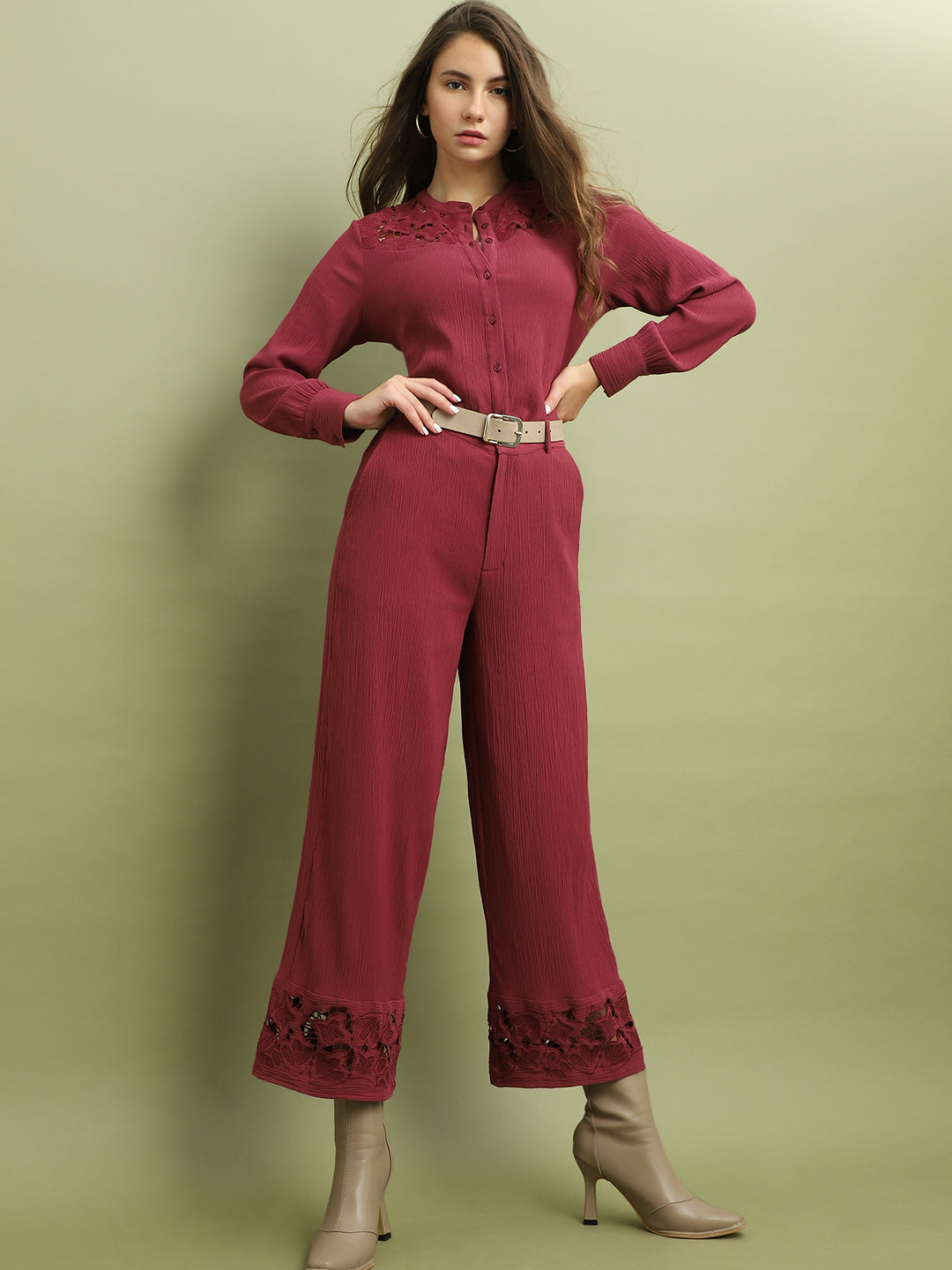 Cut-Work Embroidery Pants