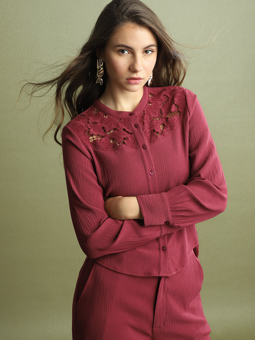 Cut-Work Embroidery Shirt