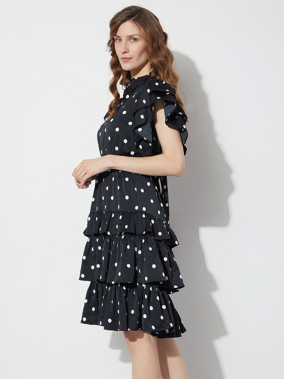 Black Polka Dot Tiered Dress