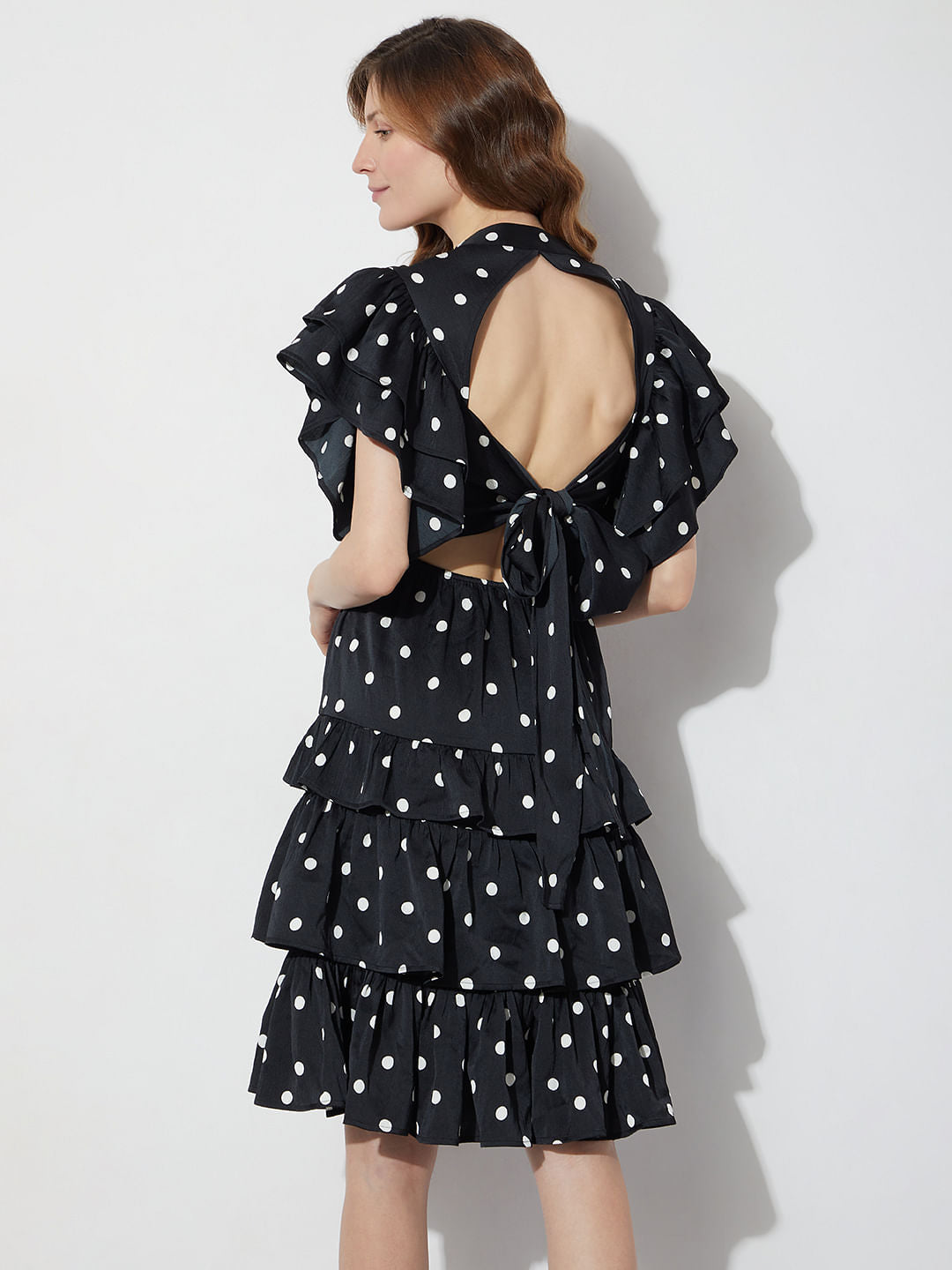 Black Polka Dot Tiered Dress