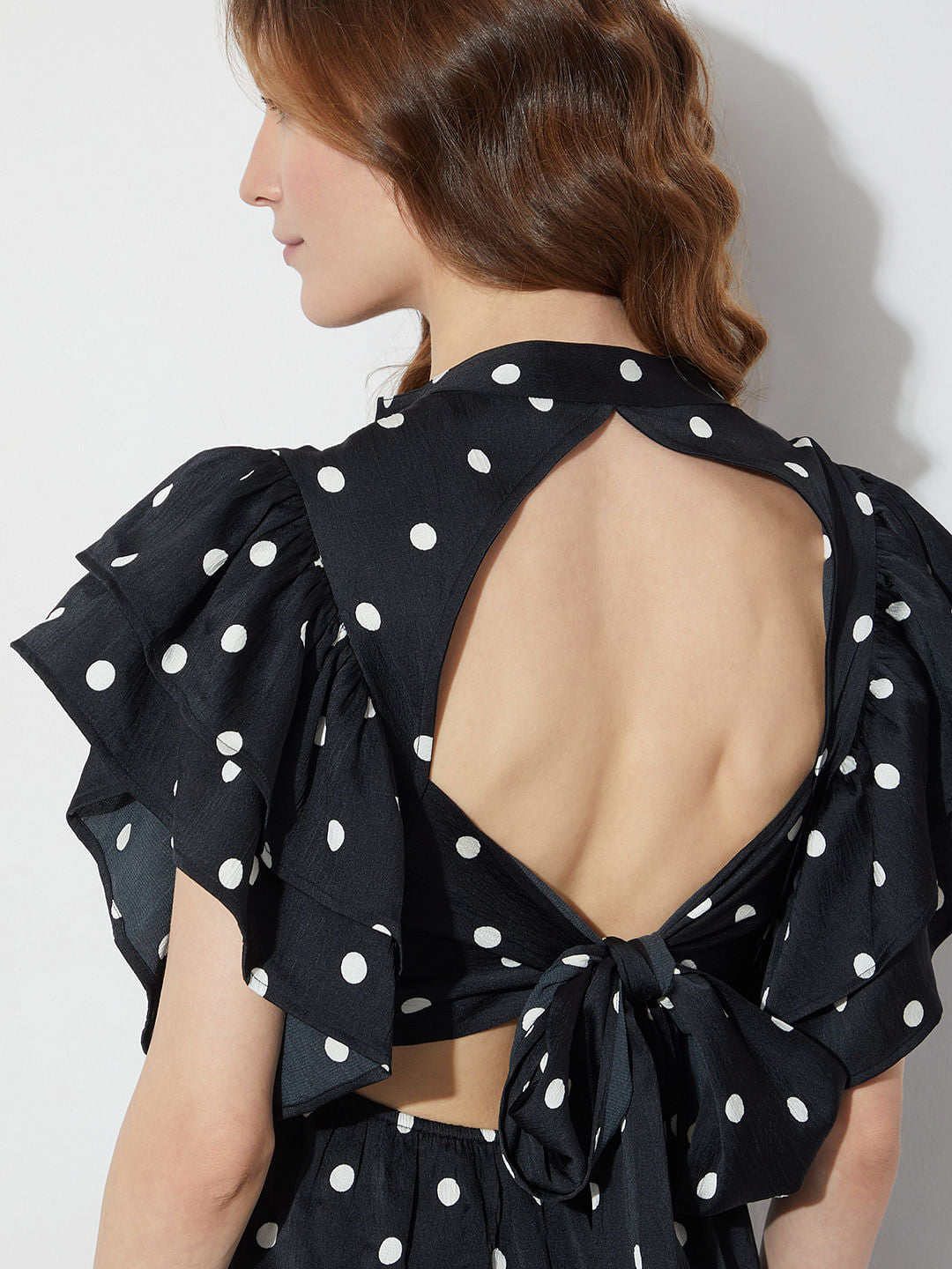 Black Polka Dot Tiered Dress