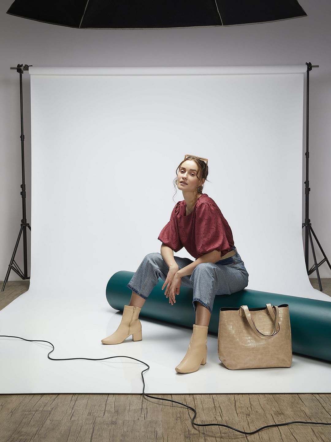 Maroon Floral Textured Top