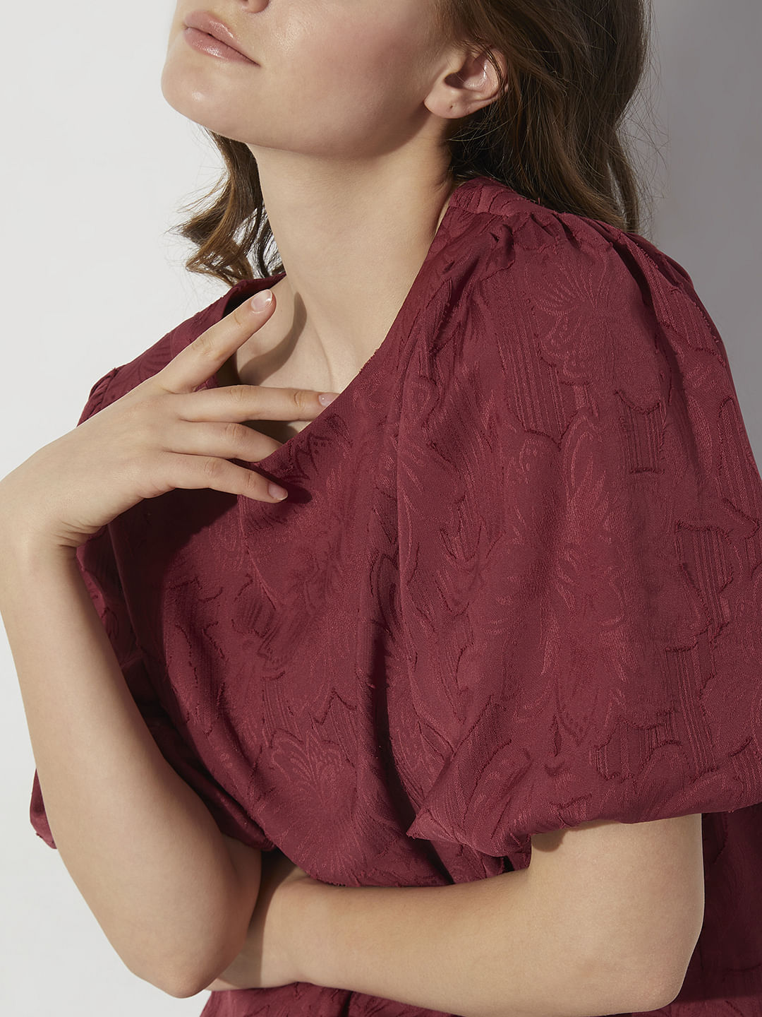 Maroon Floral Textured Top