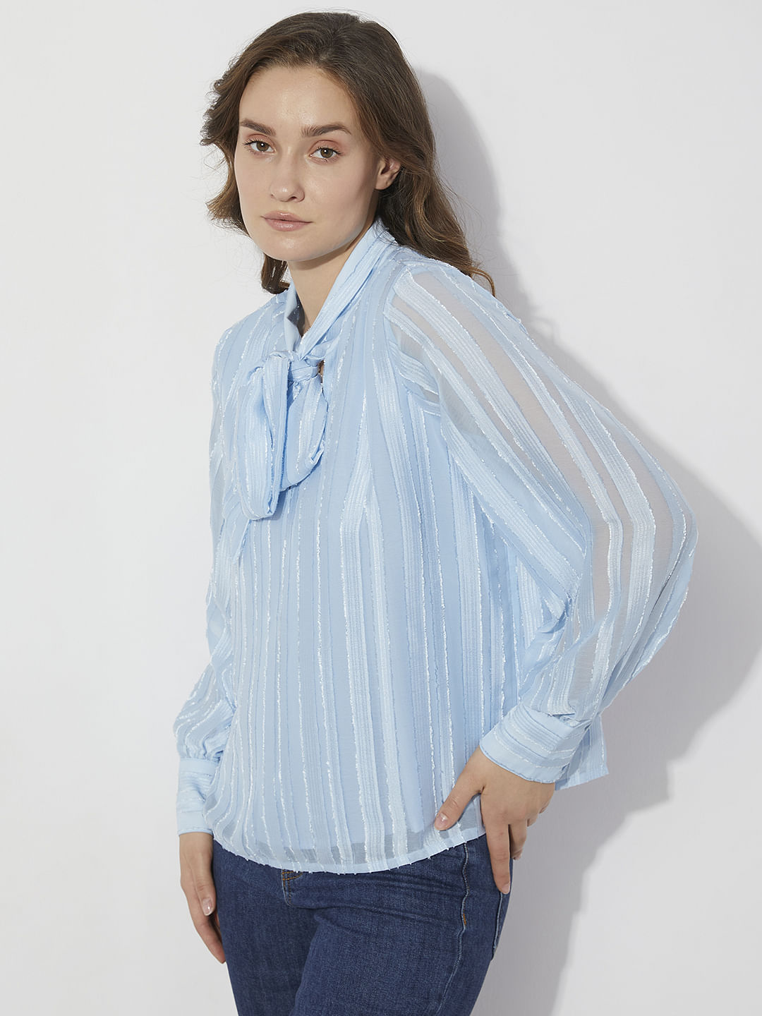 Light Blue Striped Top