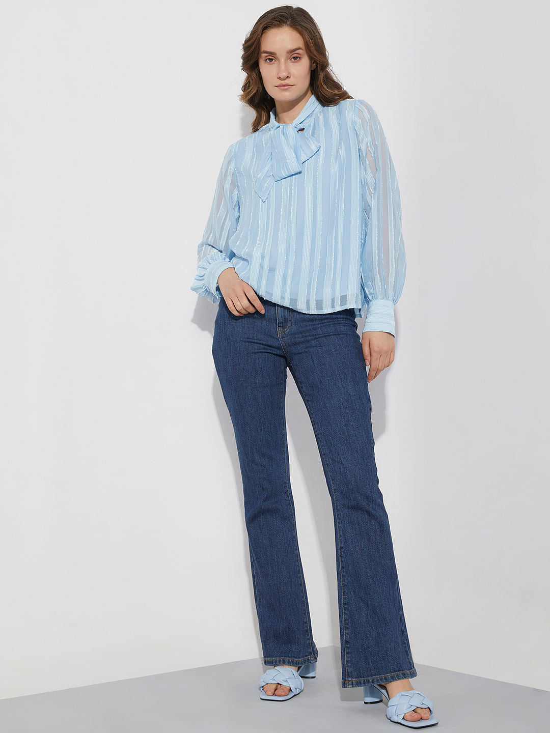 Light Blue Striped Top