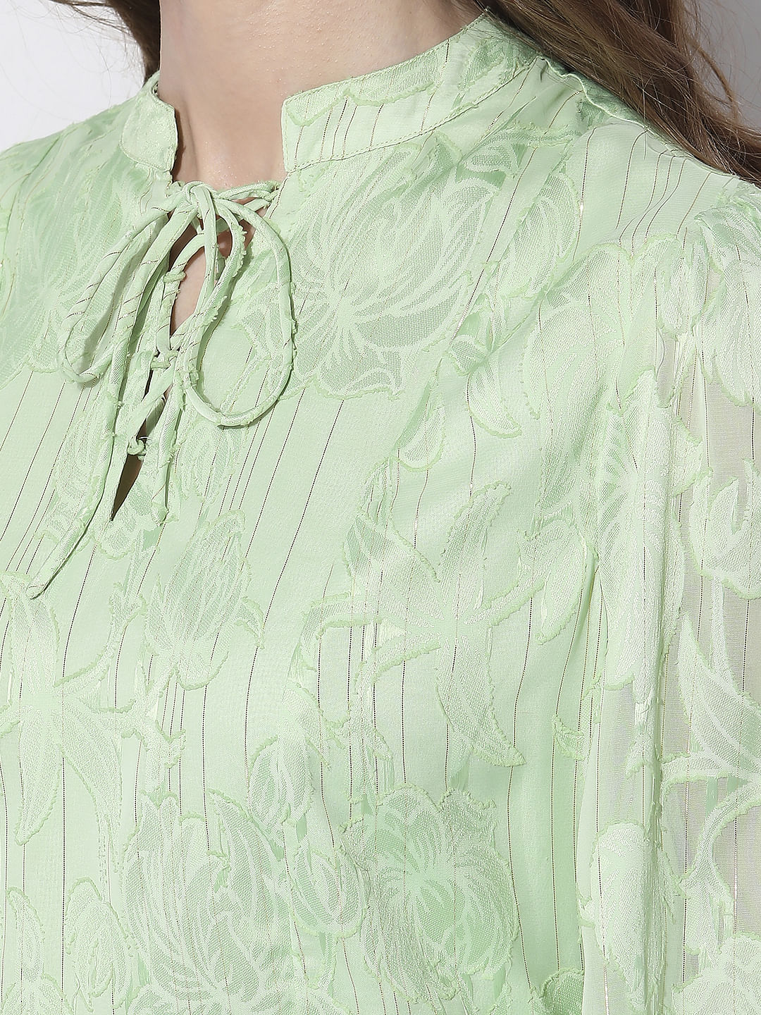 Green Floral Peplum Top