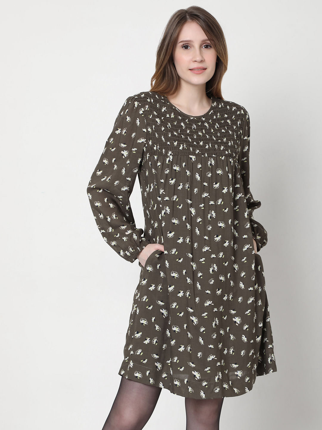 Green Floral Shift Dress