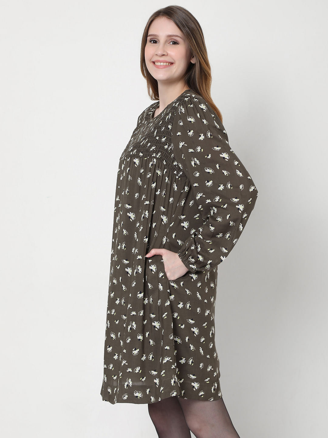 Green Floral Shift Dress