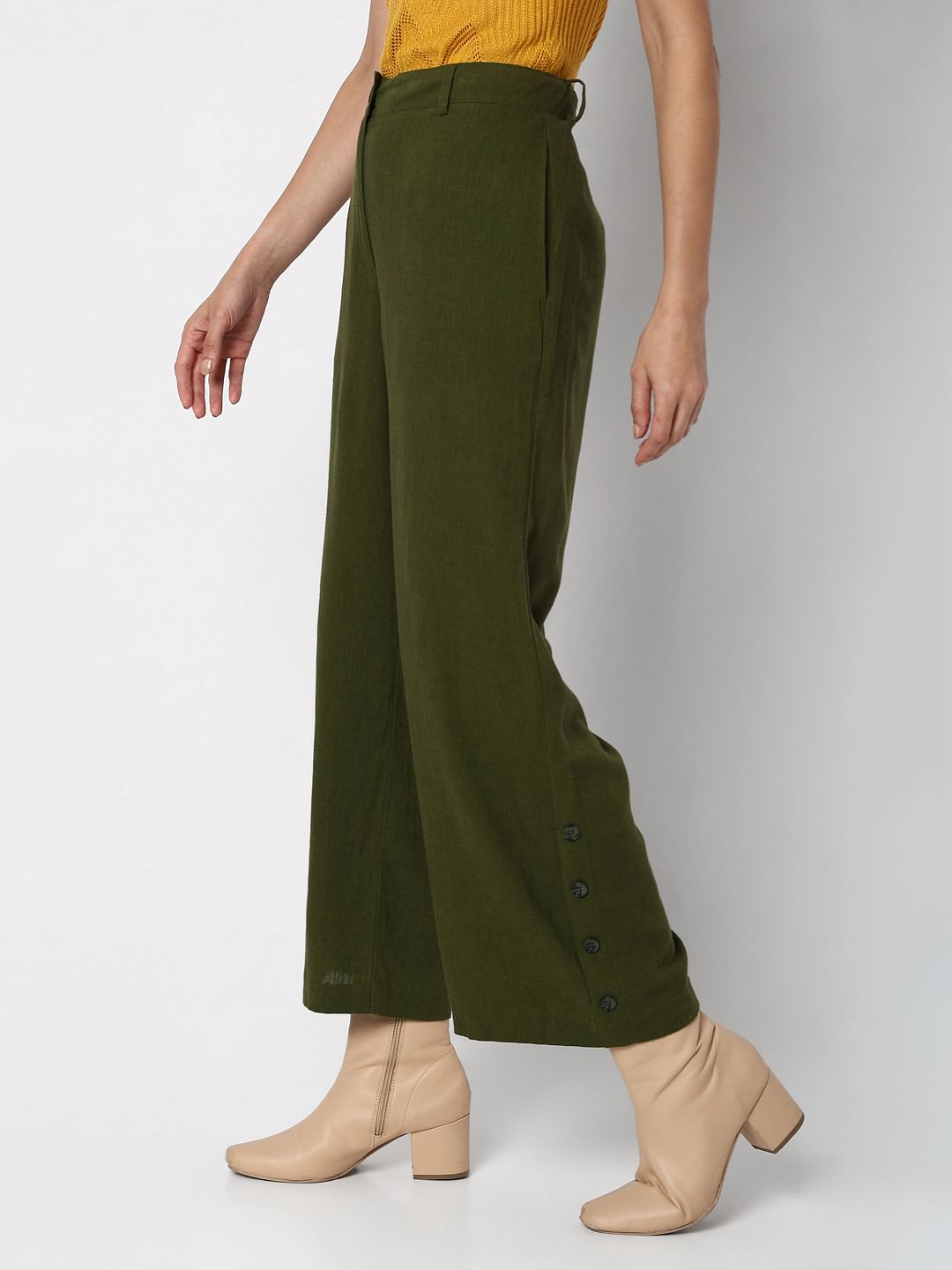 Green High Rise Pants