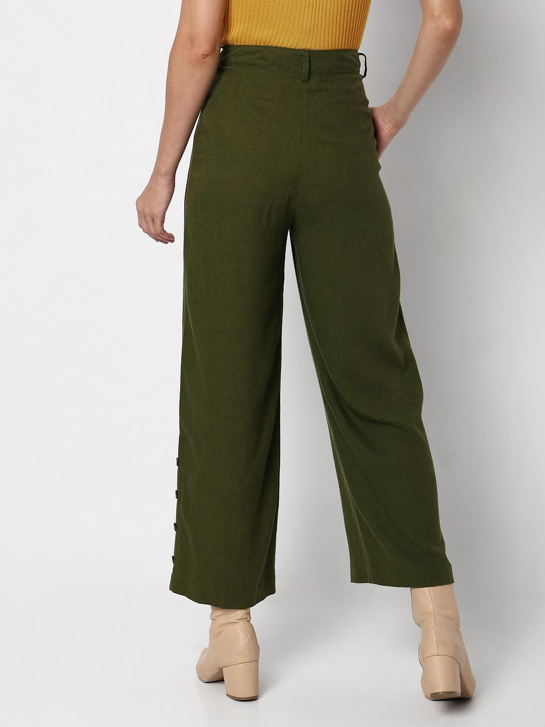 Green High Rise Pants