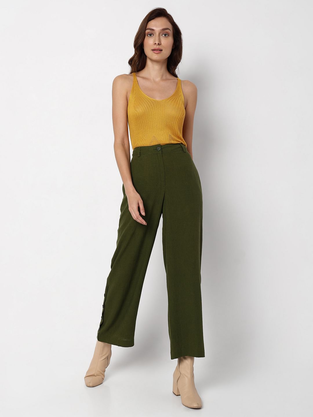 Green High Rise Pants