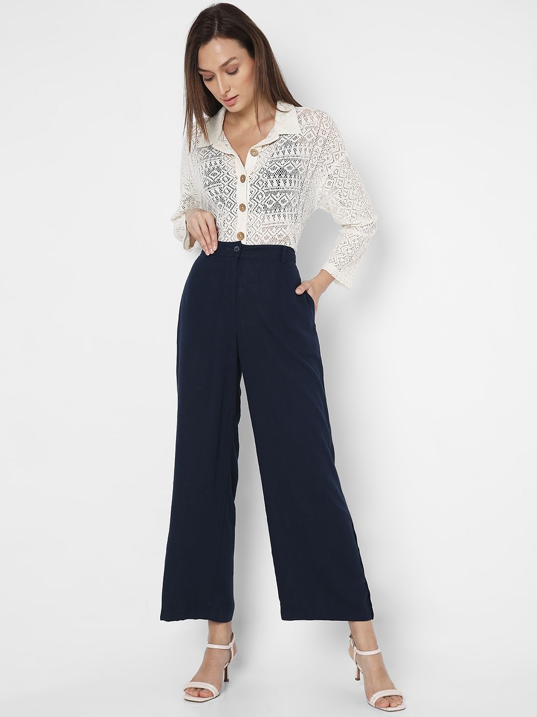 Navy Blue High Rise Pants