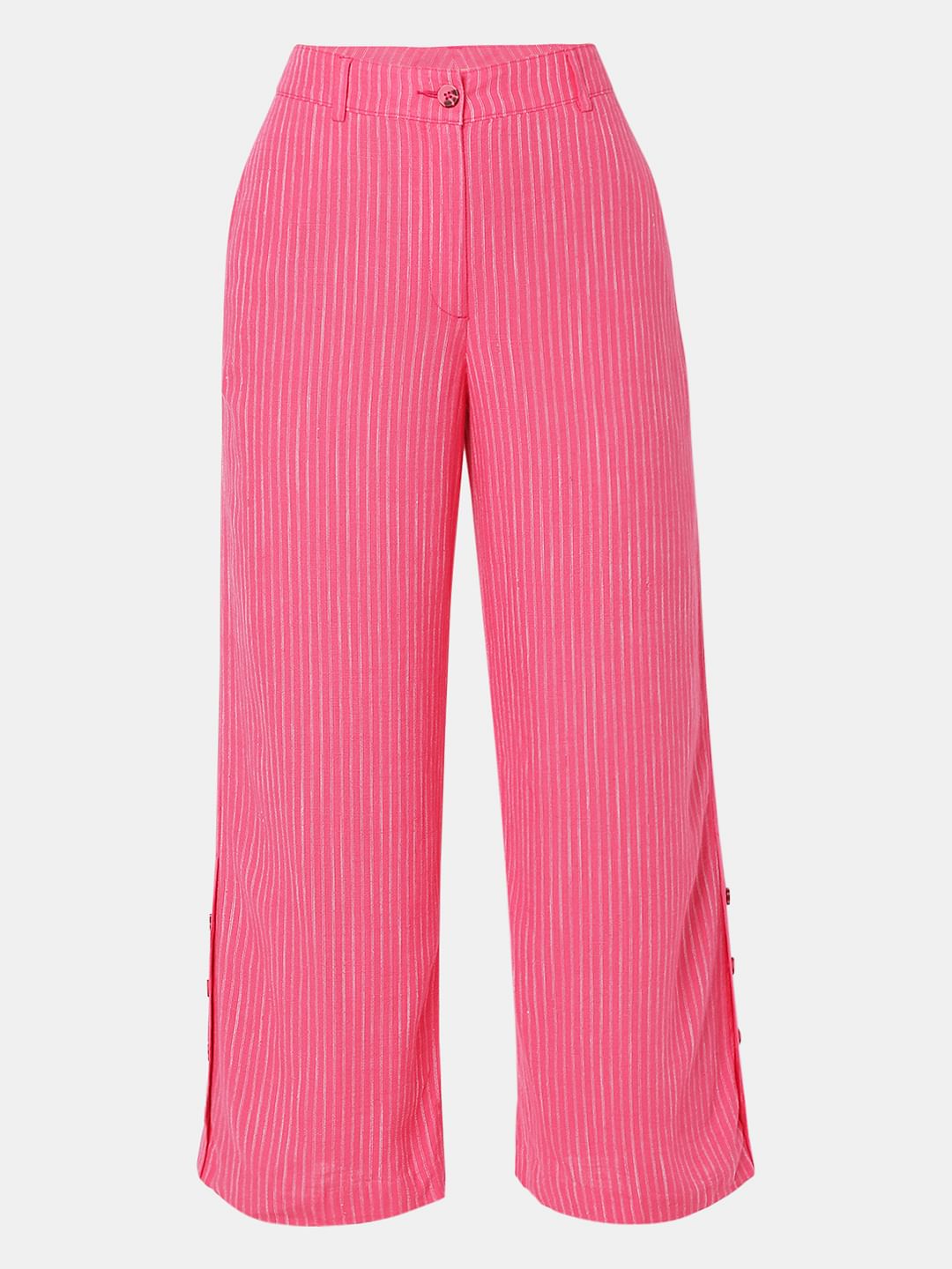 Pink High Rise Striped Pants