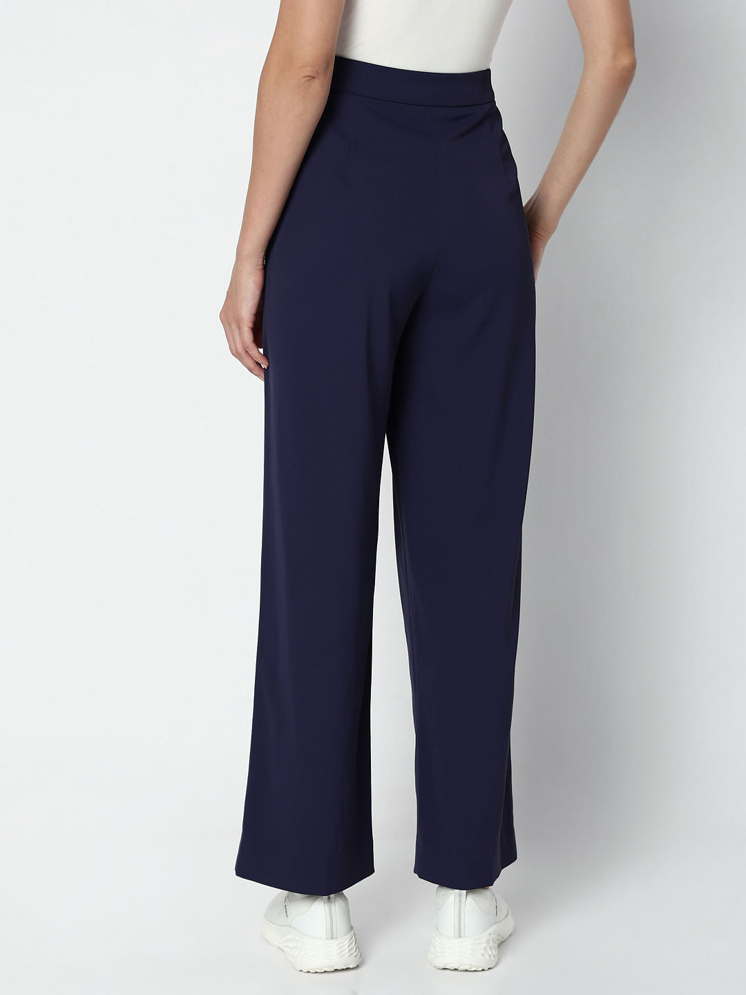 Navy Blue High Rise Straight Fit Pants