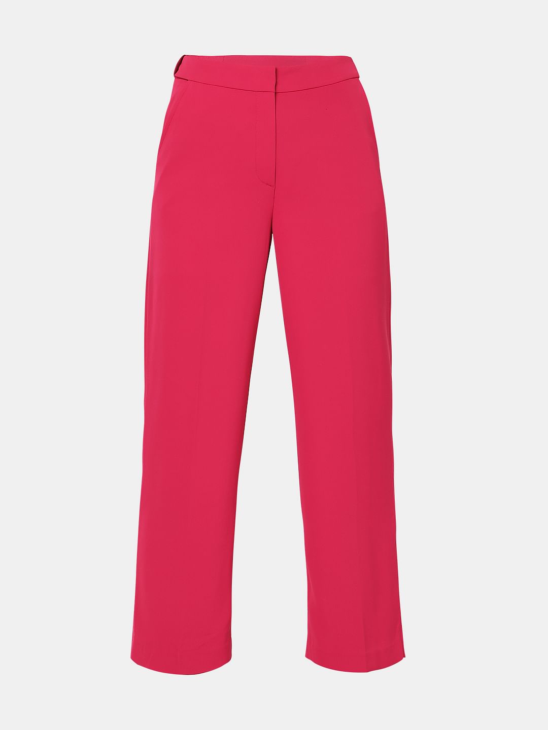 Pink High Rise Straight Fit Pants