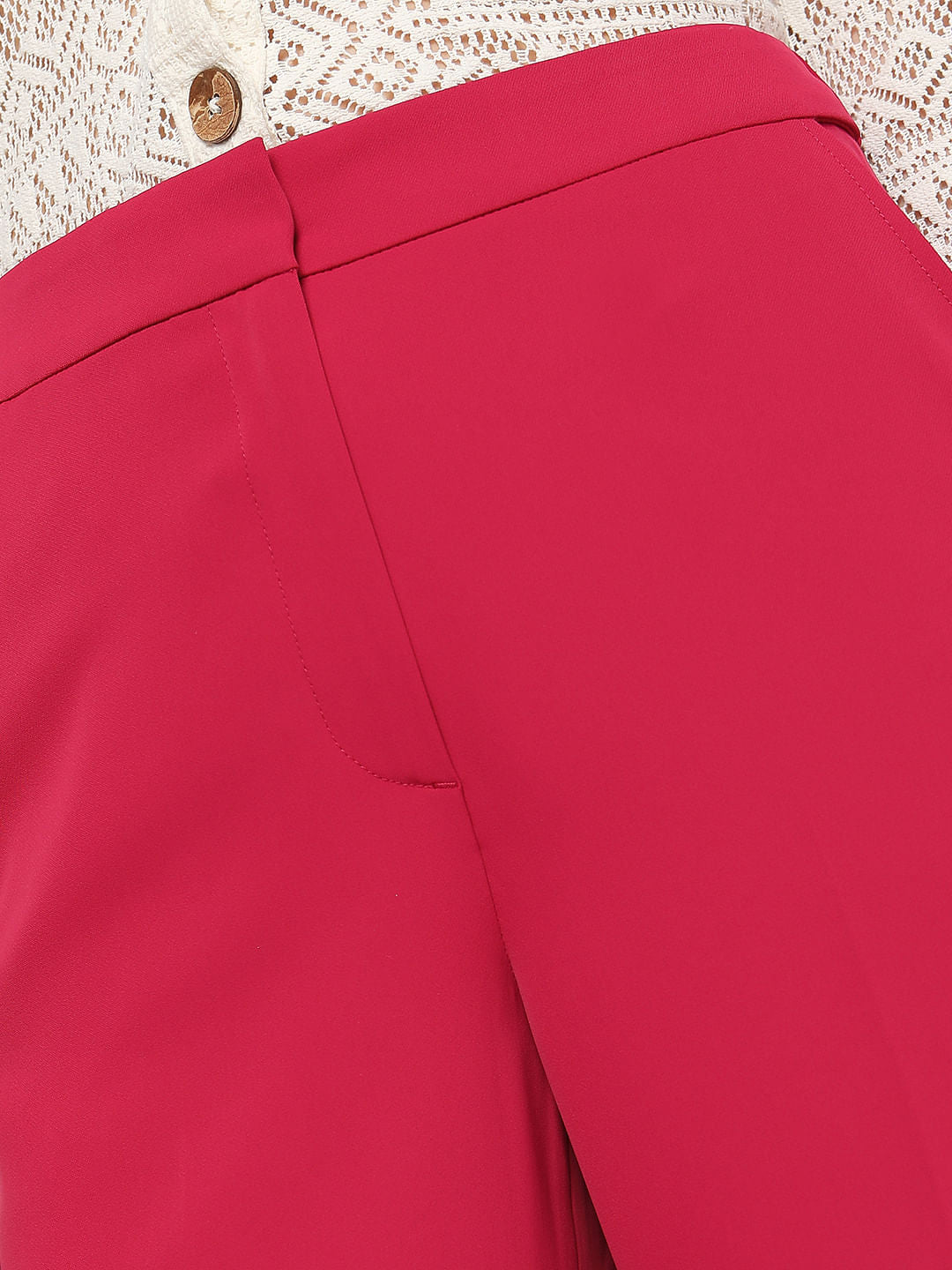 Pink High Rise Straight Fit Pants