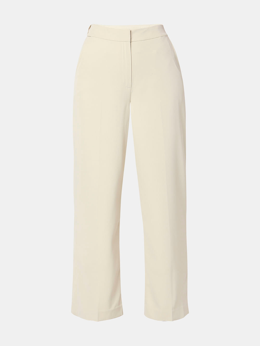 Beige High Rise Flared Pants